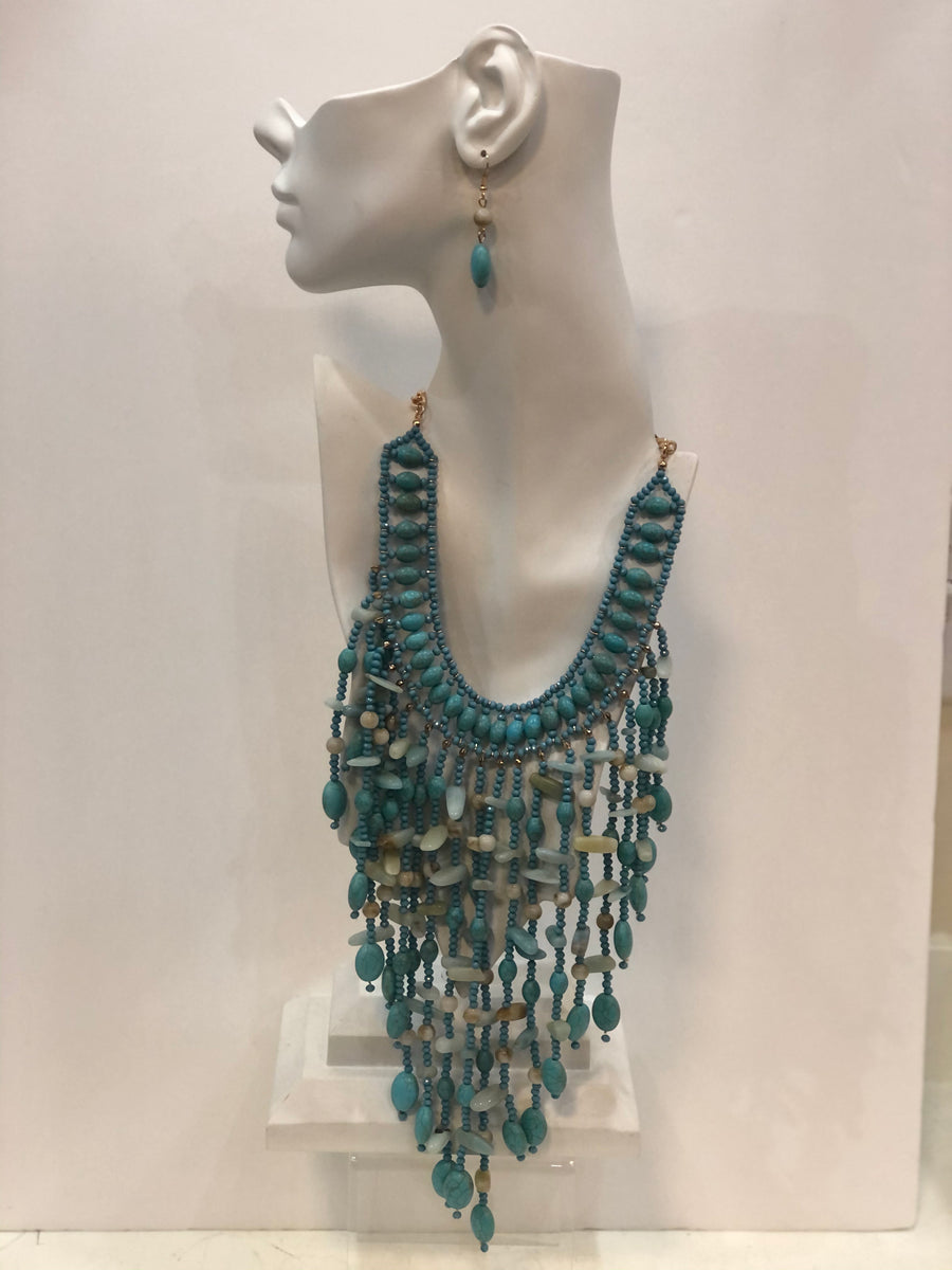 Turquoise Beaded Necklace Set – Design Faze Boutique